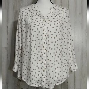 Polka Dot MAEVE Anthropology Boho Longsleeve Top Sz Medium